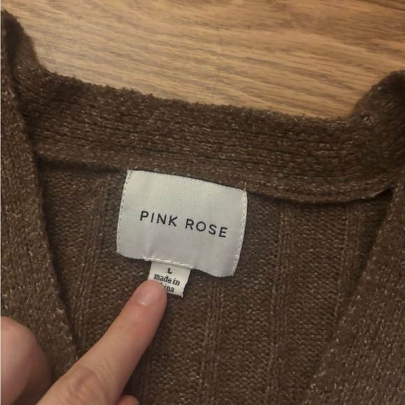 Pink Rose Stripe Sweater Size Large - Picture 3 of 6